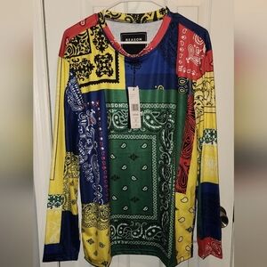 NWT Reason long sleeve graphic multi color tshirt
